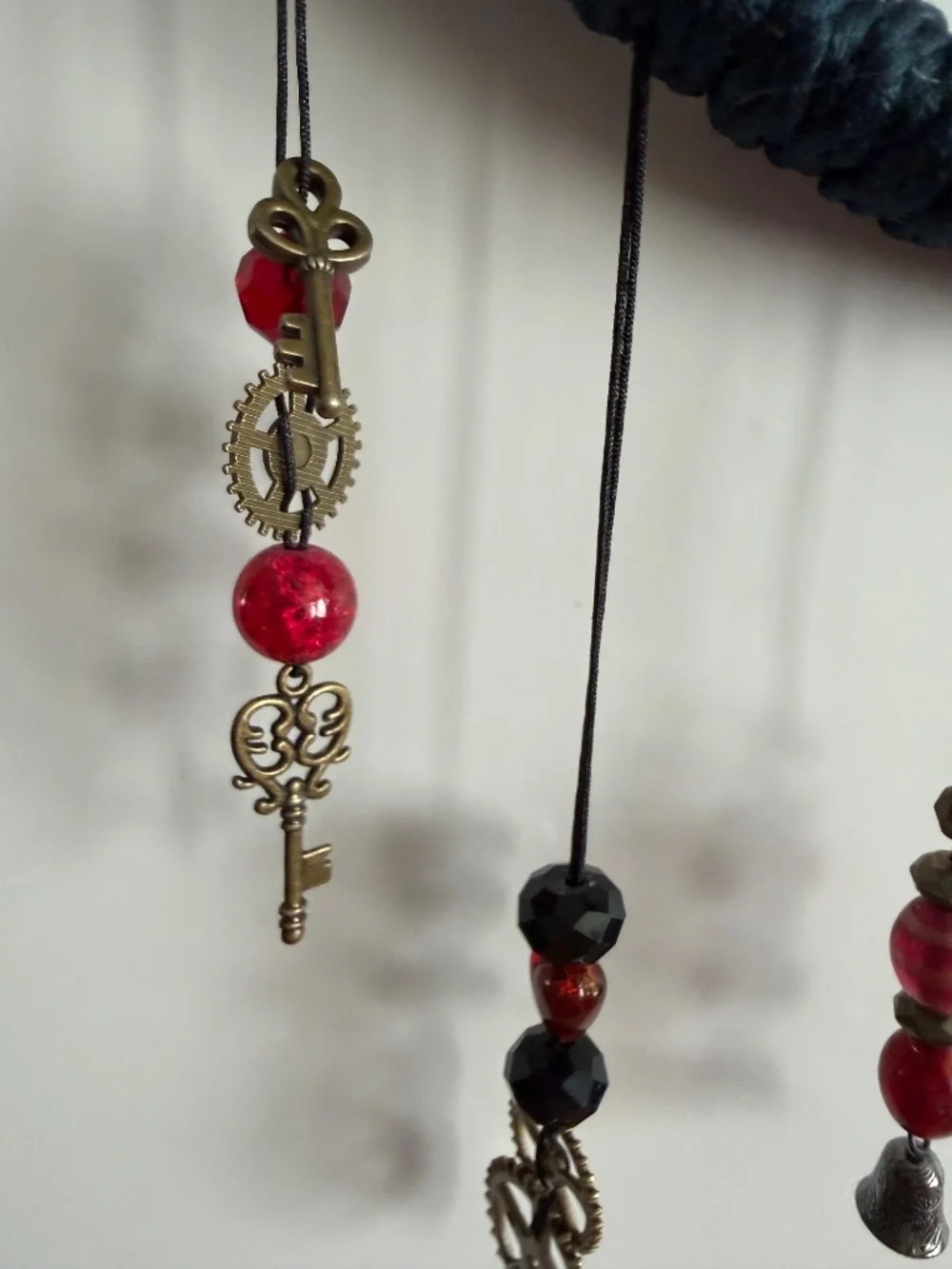 Witchy, SteamPunk Wall Art Dragon, Gears, Bells, Keys Half Moon Shape